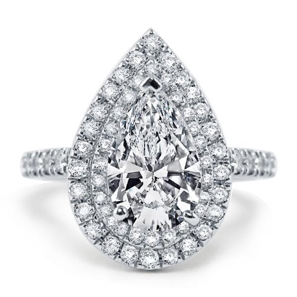 

Italo Double Halo Pear Created White Sapphire Engagement Ring
