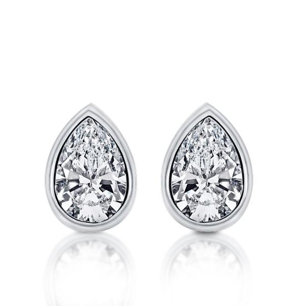 

Italo Bezel Pear Created White Sapphire Stud Earrings