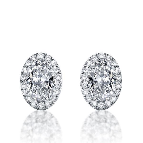 

Italo Halo Oval Created White Sapphire Stud Earrings