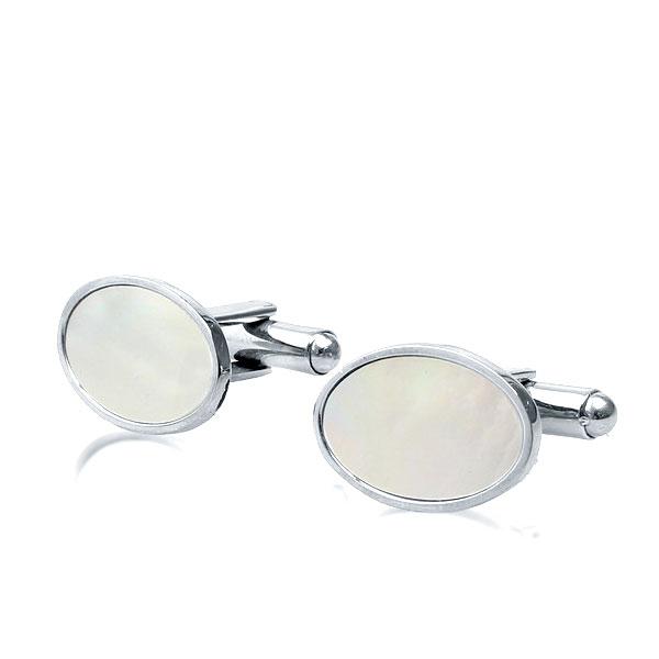 

Italo Oval Titanium Steel Cufflinks, White