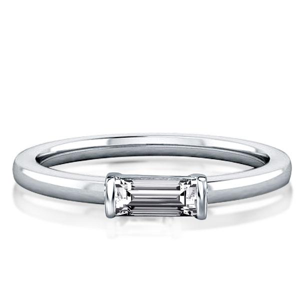 

Italo East West Emerald Created White Sapphire Wedding Band