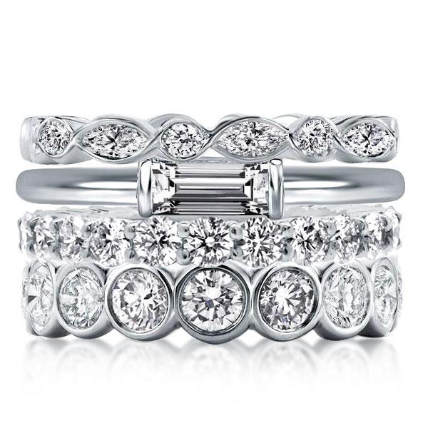 

Four Row Eternity Stackable Band Set, White