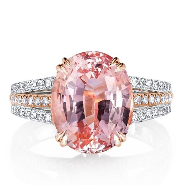 

Two Tone Double Prong Pink Oval Cut Engagement Ring, White