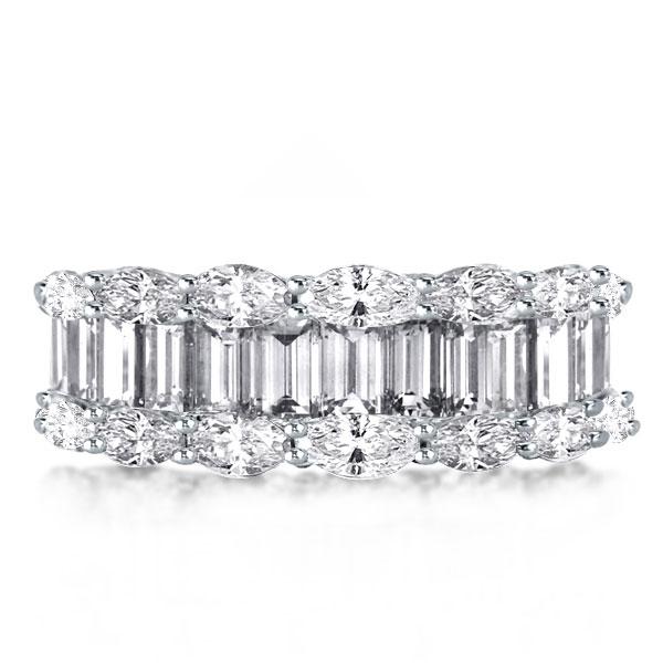 

Half Eternity Marquise & Emerald Cut Wedding Band, White