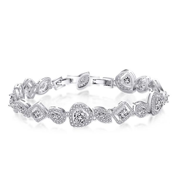 Special Design Halo Heart & Marquise Cut Bracelet, White