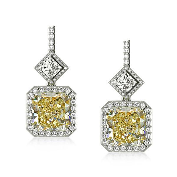 

Halo Radiant Cut Yellow Topaz Drop Earrings For Women, White