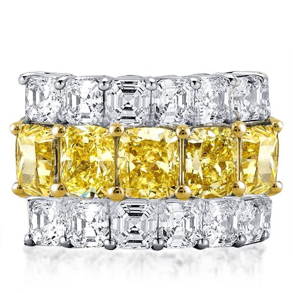 

Multi Row Cushion & Asscher Cut Wedding Band For Womens, White