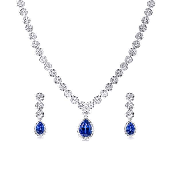 Classic Created Sapphire Necklace Earring Set
