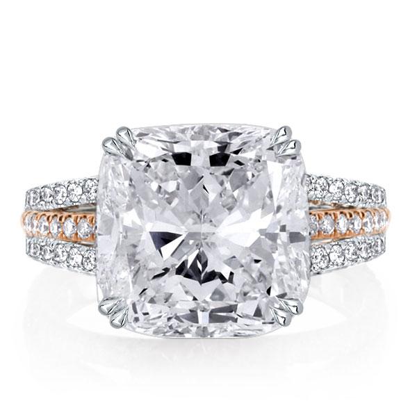 

Double Prong Split Shank Cushion Cut Engagement Ring, White