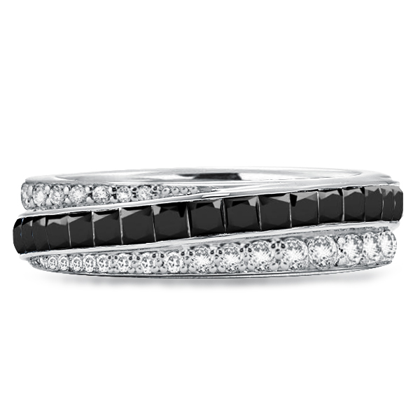 

Stripe Round & Princess Eternity Wedding Band, White
