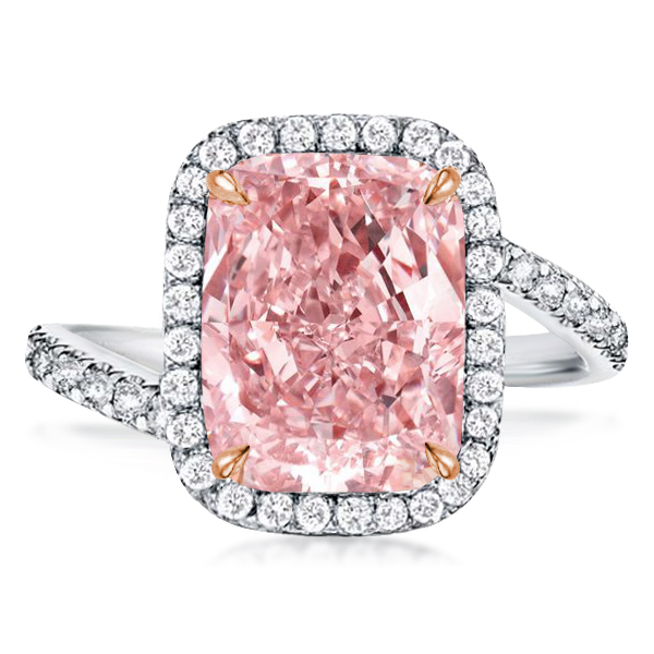 

Halo Radiant Created Pink Sapphire Engagement Ring, White
