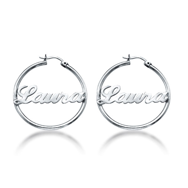 

Personalized Hoop Name Earrings in Silver, White