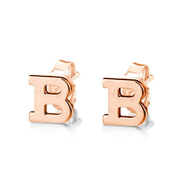

Initial Small Letter Stud Earrings in Rose Golden, White