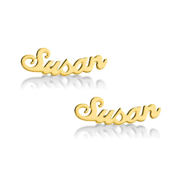 

Personalized Name Stud Earrings in Golden, White