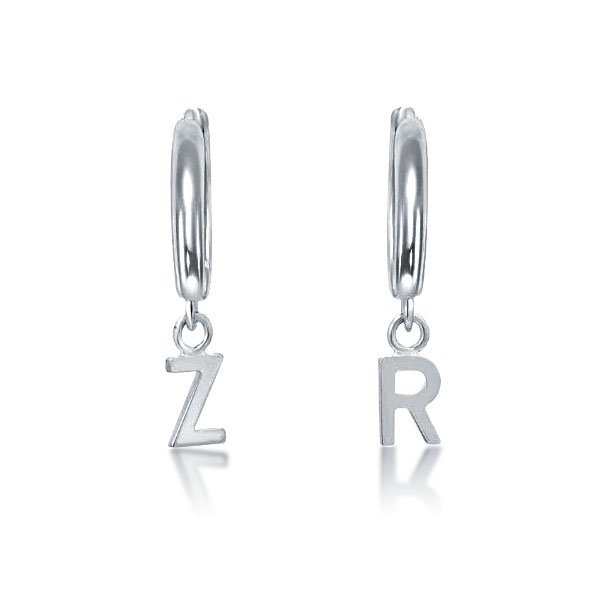 

Personalized Letter Studs Earrings in Silver, White