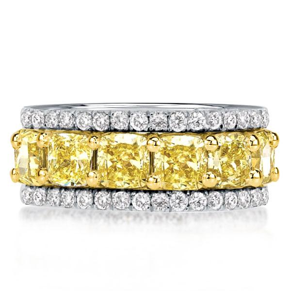 

Eternity Multi Row Yellow Topaz Cushion Cut Wedding Band, White