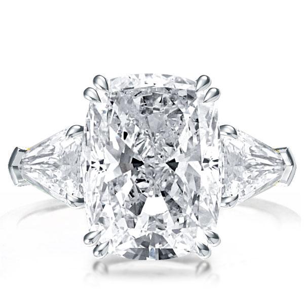 

Double Prong Three Stone Cushion Engagement Ring, White