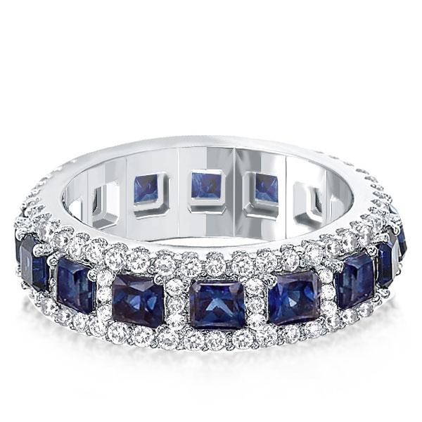 

Halo Eternity Blue Princess Wedding Band, White