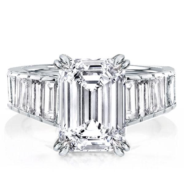 

Double Prong Emerald Cut White Sapphire Engagement Ring