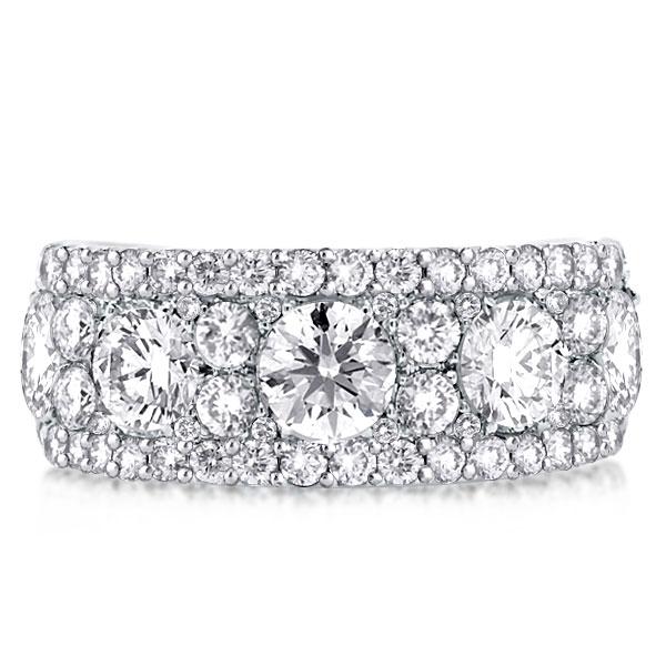 

Triple Row Round Cut Classic Wedding Band, White