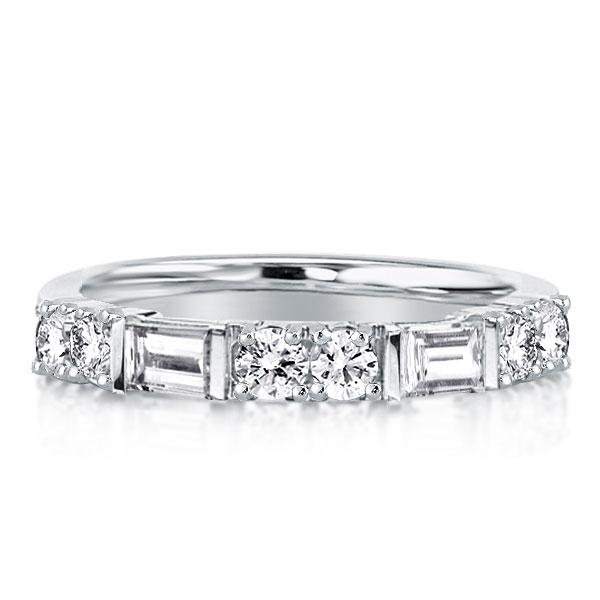 

Thin Round & Baguette Cut Wedding Band, White
