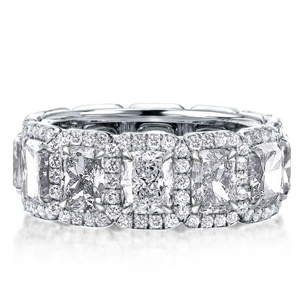 

Italo Halo Cushion Cut Wedding Band Eternity Wedding Band, White