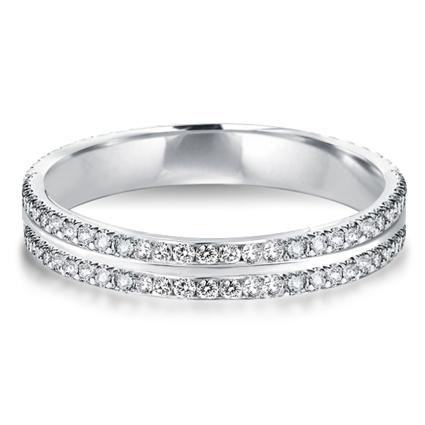 

Double Row Round Cut Eternity Wedding Band, White