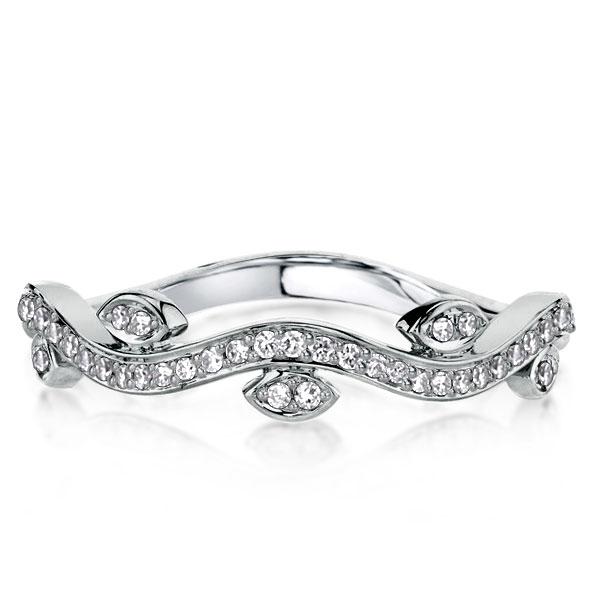 

Wave Design Round Cut Wedding Band, White