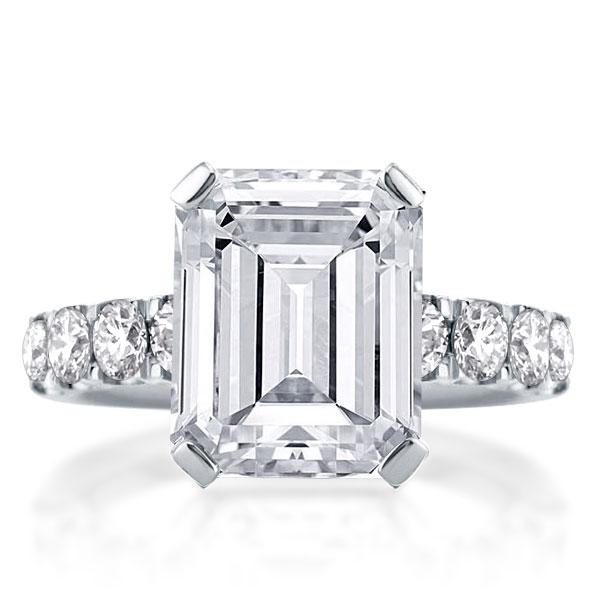 

Half Eternity Simplicity Duo Side Emerald Engagement Ring, White