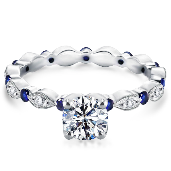 

Art Deco Round Cut Engagement Ring, White