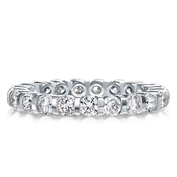 

Eternity Round Cut Bar Wedding Band, White