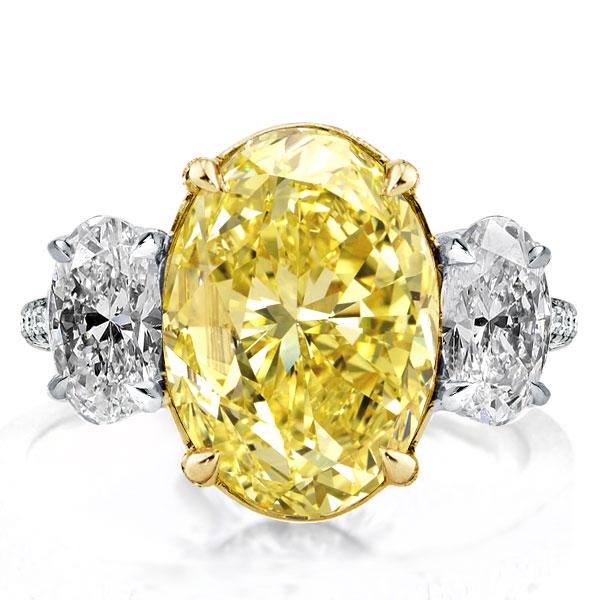 

Itlao 3 Stone Oval Cut Yellow Topaz Engagement Ring, White