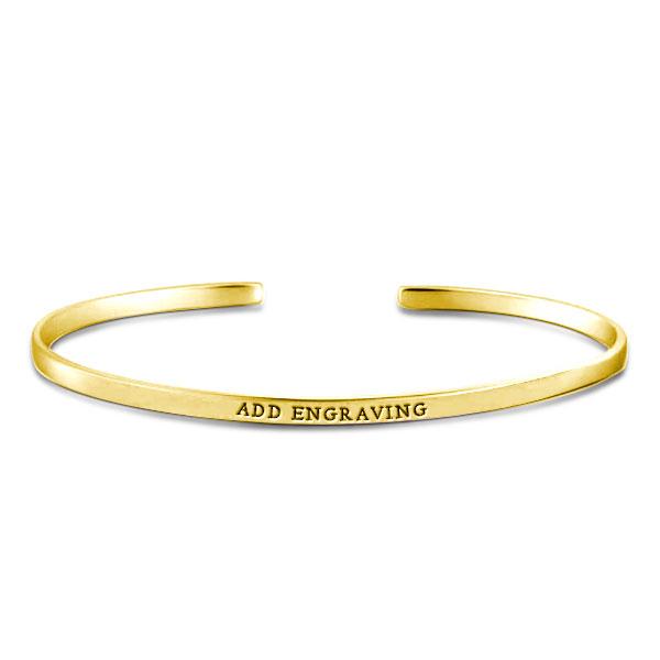 

Open Name Bangle Bracelet in 14k Gold Plating, White