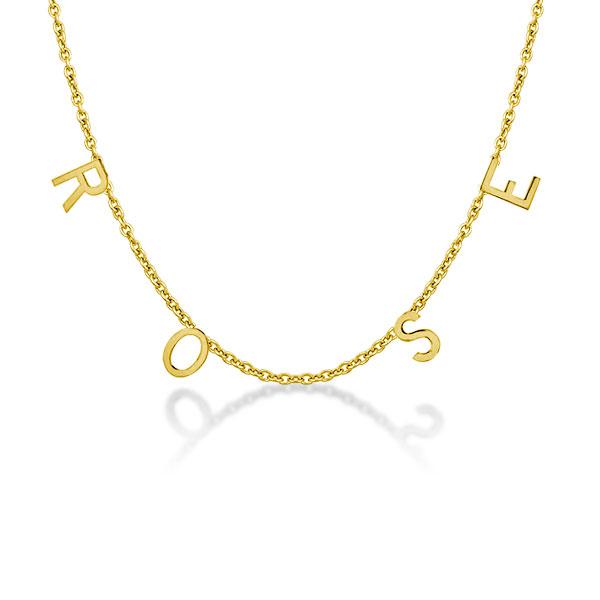 

14k Gold Plated Multiple Letters Initial Necklace, White