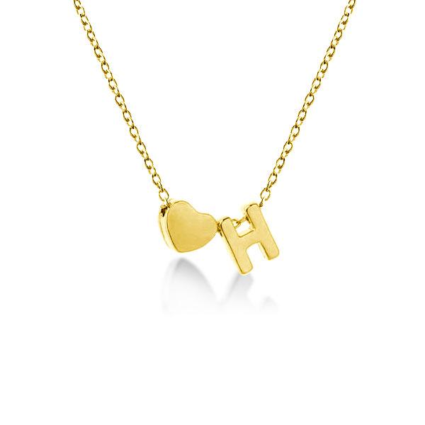 

Dainty Heart And Letter Initial Necklace, White