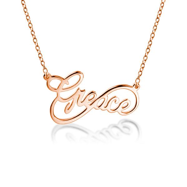 

Rose Gold Personalized Name Infinity Necklace, White
