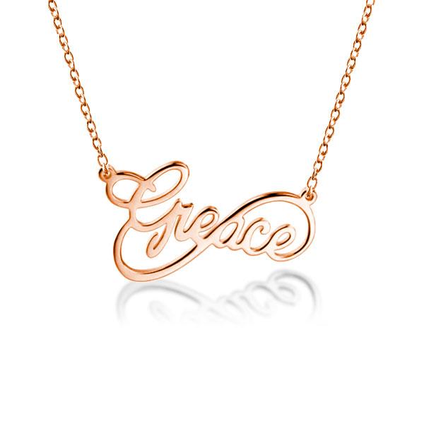 

Rose Gold Personalized Name Infinity Necklace, White