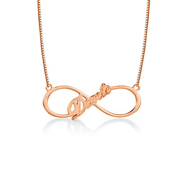 

Rose Gold Name Infinity Necklace, White