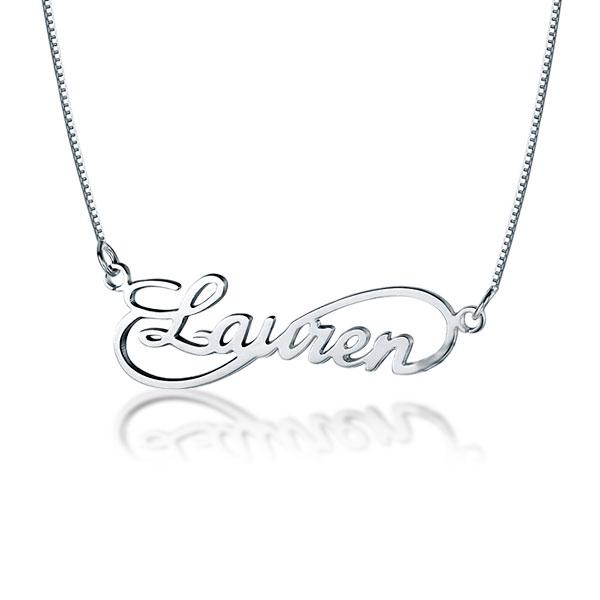 

Personalized Love Nameplate Infinity Necklace, White