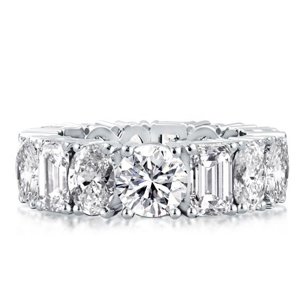 

Eternity Round & Oval & Emerald Wedding Band, White