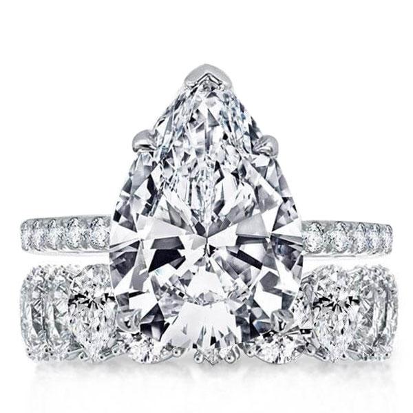 

Italo Pear Cut Engagement Rings Sets In Sterling Silver, White