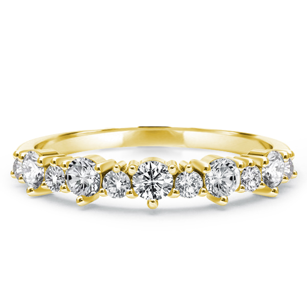 

Golden Half Eternity Round Wedding Band, White