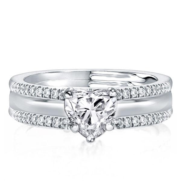 

Italo Embedded Heart Cut Created White Sapphire 3PC Wedding Set