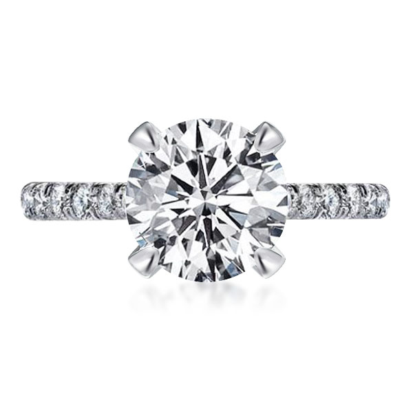 

Unique Four Prong Round Cut Engagement Ring, White