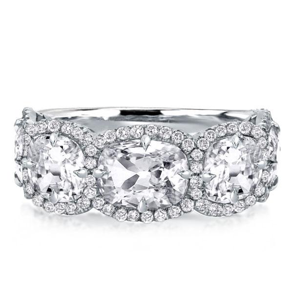 

Halo Half Eternity East West Cushion Cut Wedding Band, White