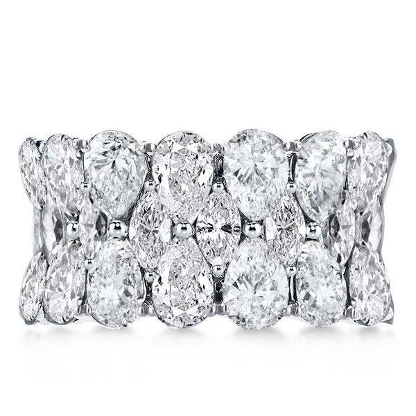 

Half Eternity Prong Triple Row Pear & Marquise Wedding Band, White