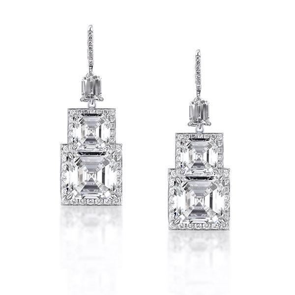 

Halo Asscher Cut Drop Fashion Earrings, White