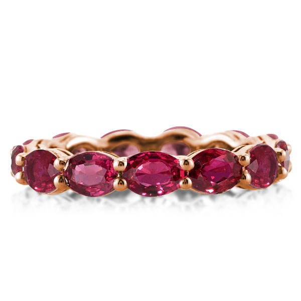 Ruby Wedding Band Eternity Rose Gold Ruby Oval Wedding Band
