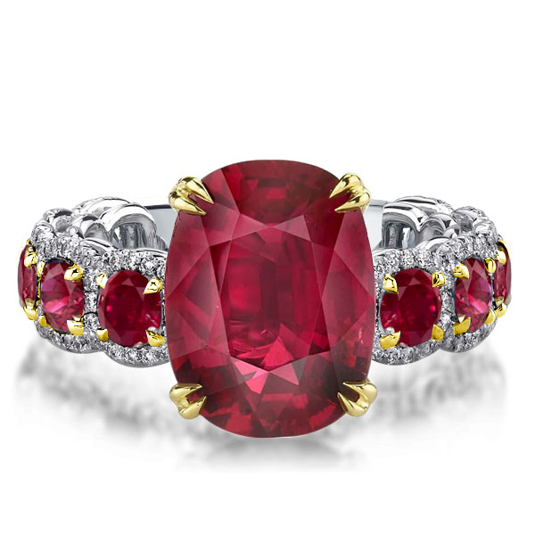 Two Tone Double Prong Oval Ruby Engagement Ring, White