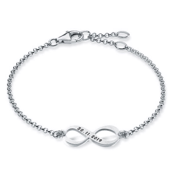 

Personalized Infinity Date Bracelet, White